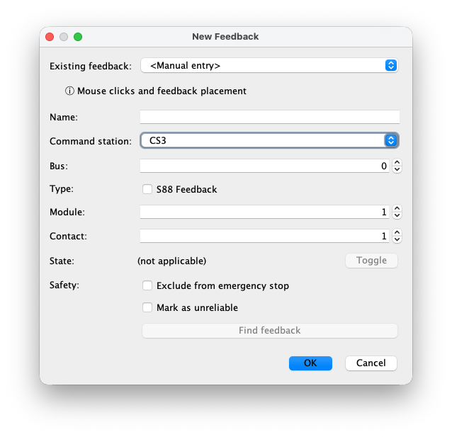 The New Feedback dialog in RailKernel